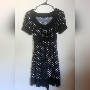 My Michelle black and white polka-dot tie back dress
